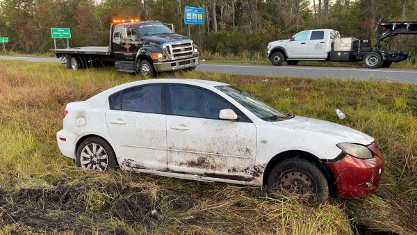 Car crash in ditch