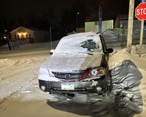 snow covered car