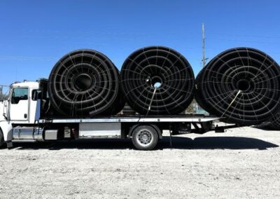 Three coils on back of tow truck