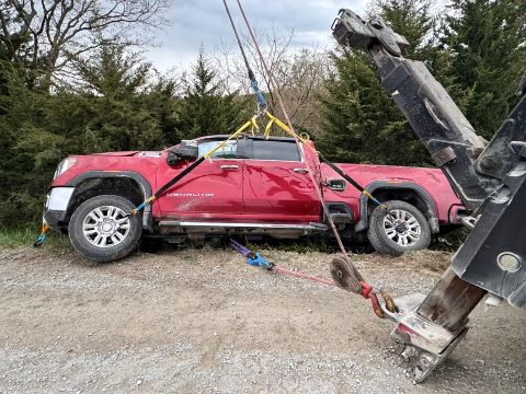 Truck Recovery from over the edge Recovery of truck from over the edge
